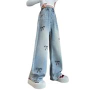 Generisch Pantalones de ocio para la categoría Girls Pants 1 Cómodos pantalones holgados con corte recto de pierna para niños de 5 a 14 años, lavable a máquina para uso diario, marine, 6-7 años