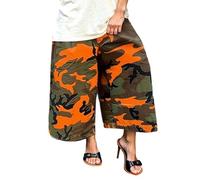 Generisch Pantalones de ocio para mujer, de camuflaje, para exteriores, de pierna ancha, pantalones piratas para exteriores, ajuste holgado, pantalones de senderismo, ligeros, transpirables