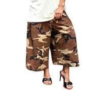 Generisch Pantalones de ocio para mujer, de camuflaje, para exteriores, de pierna ancha, pantalones piratas para exteriores, ajuste holgado, pantalones de senderismo, ligeros, transpirables