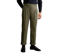 Generisch Pantalones de pana casuales de estilo italiano 2026 con corte recto y cintura alta para creadores de tendencias modernas, verde, 31