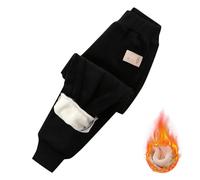 Generisch Pantalones de pana para niños pequeños con forro polar gruesos pantalones largos de chándal deportivos cálidos pantalones de ocio activos para días fríos, Negro , 6-12 meses