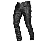 Generisch Pantalones de piel sintética para hombre, de piel sintética, pantalones de motorista, ajustados, largos, para espectáculo de escenario, de moto, suave, monocolor, punk, piel, clubwear, O