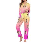 Generisch Pantalones de pijama para hombre L Conjunto de pantalones divertidos para hombres y mujeres parejas a juego unisex nombre personalizado albornoz hombre sin mangas, Rosa intenso., XXL