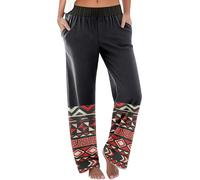 Generisch Pantalones de playa informales para mujer, de cintura alta, ajuste cómodo, para verano, primavera, ropa de uso diario, diseño floral AI, Negro , L