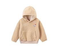 Generisch Pantalones de portero para niños y niñas, forro polar, sudaderas con capucha, informal, holgado, abrigo con bolsillos, camuflaje, bebé, beige, 6-7 años