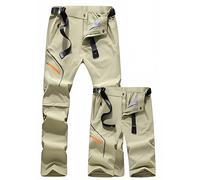 Generisch Pantalones de senderismo para hombre con cremallera, transpirables, suaves, funcionales al aire libre, pantalones de senderismo desmontables, secado rápido (incluye cinturón), caqui, 5XL