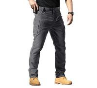 Generisch Pantalones de senderismo para hombre, elásticos, pantalones de trabajo de largo, pantalón de campo ligero de ajuste delgado, de un solo color, con varios bolsillos, pantalón de abrigo