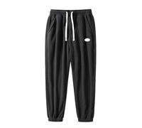 Generisch Pantalones de trabajo con forro polar engrosado, con bolsillos, pantalones de chándal para hombre de un solo color con cordón, pantalones térmicos, ajuste holgado, pantalones de invierno