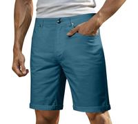 Generisch Pantalones de trabajo para hombre con varios bolsillos, cómodos pantalones cortos de trabajo de verano para actividades al aire libre y tiempo libre, azul celeste, 32