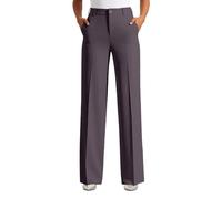 Generisch Pantalones de trabajo para mujer, monocolor, cintura elástica, pantalones de pierna recta, cintura elástica, bolsillos, informales, cómodos, para el tiempo libre, cómodos, transpirables