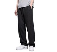 Generisch Pantalones de verano para hombre, de algodón, largos, deportivos, de verano, cómodos, transpirables, con cintura elástica, pantalones de chándal de un solo color, Negro , XXXXL
