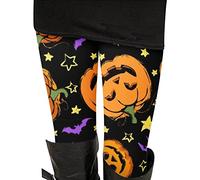 Generisch Pantalones de yoga casuales para mujer, patrón de Halloween, cintura alta, cabeza de calabaza impresa, yoga, correr, diarios, pantalones de fitness, naranja, L