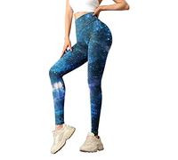 Generisch Pantalones de yoga con estampado fino para pilates para yoga, entrenamiento de correr, adelgazar, yoga, abdomen, jogging para mujer, azul oscuro, M