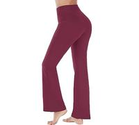 Generisch Pantalones de yoga para mujer, cintura alta, pantalones de deporte, pantalones largos acampanados, pantalones de tela elegantes para mujer, pantalones largos de sudadera, pantalones