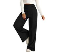 Generisch Pantalones de yoga para mujer, cintura alta, pantalones de vestir con bolsillos, control de abdomen, sueltos, rectos, largos, pantalones de entrenamiento, elegantes, elásticos, pierna ancha