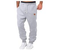 Generisch Pantalones deportivos casuales para hombre con cintura elástica, bolsillos laterales tejidos, diseño de colores sólidos, pantalones de chándal finos de forro polar, GY2., XXL