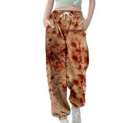 Generisch Pantalones europeos de Halloween retro con manchas de sangre para niñas, pantalones casuales cómodos con banda de tobillo para niñas, marine, 11-12 años