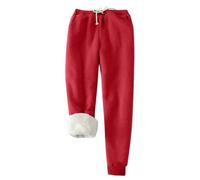 Generisch Pantalones gruesos de terciopelo con cordón de invierno 2025 tabla de tallas para hombre, rojo, S