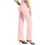 Generisch Pantalones informales de color liso para mujer con cintura elástica, pierna recta para el trabajo, ropa cómoda para el día a día, versátil, se puede usar en la oficina como en el tiempo