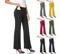 Generisch Pantalones largos de yoga para mujer, pantalones de chándal largos de algodón monocolor, pantalones de chándal elegantes, ajustados, pantalones de correr, pantalones de chándal de cintura