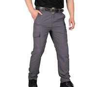 Generisch Pantalones ligeros de escalada para hombre, elásticos, para exteriores, delgados, de secado rápido, transpirables, de color liso, pantalones de trabajo, para deportes al aire libre, gris