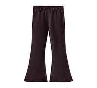 Generisch Pantalones Niñas Parte inferior de forro polar Pantalones lisos de pierna ancha Pantalones casuales de moda, marrón, 4-5 años