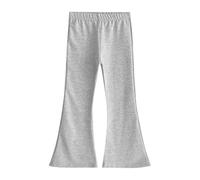 Generisch Pantalones Niñas Parte inferior de forro polar Pantalones lisos de pierna ancha Pantalones casuales de moda, Gris claro., 4-5 años