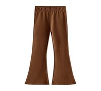 Generisch Pantalones Niñas Parte inferior de forro polar Pantalones lisos de pierna ancha Pantalones casuales de moda, café, 5-6 años