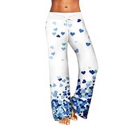 Generisch Pantalones para mujer con estampado romántico de amor de San Valentín como cómodos pantalones casuales para el día a día, azul celeste, S