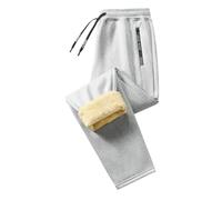 Generisch Pantalones térmicos de invierno con filtro de forro polar para hombre, con ajuste relajado, pierna ancha, cómodos, suaves y cálidos, Gris claro., XL