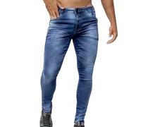 Generisch Pantalones vaqueros de cintura alta para hombre, ajustados, elásticos, ajustados, pantalones de mezclilla, modernos, para moto, ropa urbana, pantalones vaqueros para hombre, uso diario, ocio