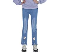 Generisch Pantalones vaqueros informales para cintura elástica, pantalones de pierna ancha para niños pequeños, robustos, pantalones de uso diario con suaves, Blanco, 2-3 años
