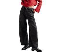 Generisch Pantalones vaqueros para embarazadas, pantalones vaqueros holgados de pierna ancha para mujer, pantalones de mezclilla Boyfriend con dobladillo cortado, chaleco para mujer, 48, Negro , M