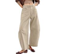 Generisch Pantalones vaqueros para embarazadas, pantalones vaqueros holgados de pierna ancha para mujer, pantalones de mezclilla Boyfriend con dobladillo cortado, chaleco para mujer, 48, gris, L
