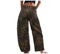 Generisch Pantalones vaqueros para mujer, estilo vintage, holgado, estilo boyfriend, cintura media, patrón de corazón, pantalones de mezclilla, estilo retro, para adolescentes, Y2K, día de San