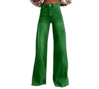 Generisch Pantalones vikingos para mujer 2025, pierna ancha, lavado oscuro, pantalones vaqueros 90, pantalones vaqueros Y2K Streetwear Denim Pantalones de senderismo para mujer, talla corta, verde, XL