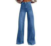 Generisch Pantalones vikingos para mujer 2025, pierna ancha, lavado oscuro, pantalones vaqueros 90, pantalones vaqueros Y2K Streetwear Denim Pantalones de senderismo para mujer, talla corta, azul, 4XL