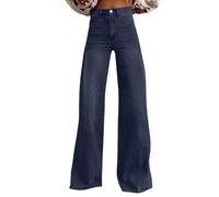 Generisch Pantalones vikingos para mujer 2025, pierna ancha, lavado oscuro, pantalones vaqueros 90, pantalones vaqueros Y2K Streetwear Denim Pantalones de senderismo para mujer, talla corta, gris