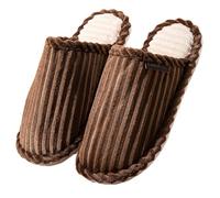 Generisch Pantuflas cerradas de pana para mujer para días acogedores y cálidos de invierno - cómodas zapatillas de estar por dentro con material suave, ideales para relajarse en casa, café, 44 EU