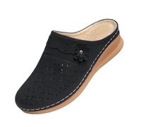 Generisch Pantuflas cómodas con estampado floral para mujer, antideslizantes, transpirables, suela gruesa, pantuflas grandes, zuecos, pantuflas para mujer, Negro , 39 EU