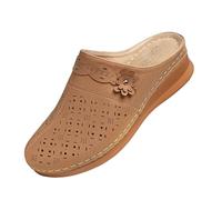 Generisch Pantuflas cómodas con estampado floral para mujer, antideslizantes, transpirables, suela gruesa, pantuflas grandes, zuecos, pantuflas para mujer, marrón, 38 EU