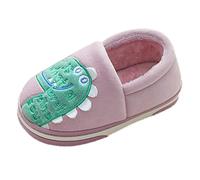 Generisch Pantuflas de dinosaurio, pantuflas cálidas de dinosaurio, casa de dinosaurio, lindas y acogedoras, para invierno, de algodón, para niños, morado, 33.5 EU