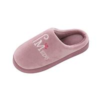 Generisch Pantuflas de felpa para mujer, pantuflas de casa para mujer, antideslizantes, pantuflas planas, para otoño e invierno, pantuflas acogedoras pantuflas de casa de un solo color, morado, 39 EU