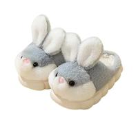 Generisch Pantuflas de felpa, zapatillas de estar por casa 3D, zapatillas de estar por casa con suela antideslizante, silenciosas y gruesas, suaves y antideslizantes, gris, 25 EU