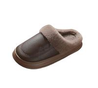 Generisch Pantuflas de invierno cerradas para hombre, con suela de fieltro, antideslizantes, impermeables, cálidas, forradas, para interiores, de fieltro, café, 44 EU