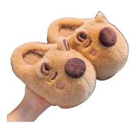 Generisch Pantuflas de invierno con diseño de capibara para niñas, forradas con forro polar, cálidas y acogedoras para niños pequeños, suela suave, ideal para interiores., Cafe1., 35 EU