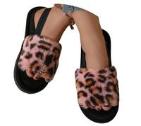 Generisch Pantuflas de invierno de moda para interiores y exteriores, zapatos cómodos con estampado de leopardo y banda elástica para una comodidad cálida, Rosa., 42 EU