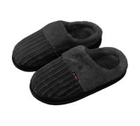Generisch Pantuflas de invierno invierno zapatillas interiores suela gruesa comodidad zapatos para gran tamaño, Negro , 46 EU