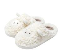 Generisch Pantuflas de invierno para mujer, de peluche, cómodas, zapatillas de invierno, encantadoras zapatillas de oveja, pantuflas de pareja amorosa, pantuflas de casa, zapatillas de felpa, Blanco