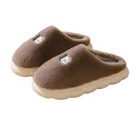 Generisch Pantuflas de invierno para mujer, mullidas, pantuflas de fieltro, forradas de felpa, antideslizantes, suela gruesa, zapatillas de fieltro unisex, adecuadas para parejas, café, 40 EU